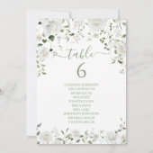 Numéro de table de mariage floral vert blanc moder (Dos)