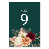 Numéro de table de mariage floral vert émeraude (Par défaut)