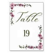 Numéro de table de mariage floral vert foncé et ro (Dos)