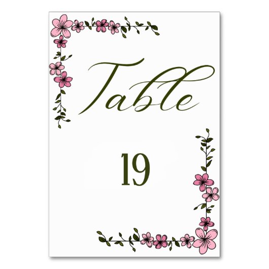 Numéro de table de mariage floral vert foncé et ro (Par défaut)