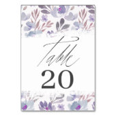 Numéro de table de mariage floral violet chic (Dos)