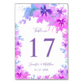 Numéro de table de mariage floral violet en fleurs (Dos)