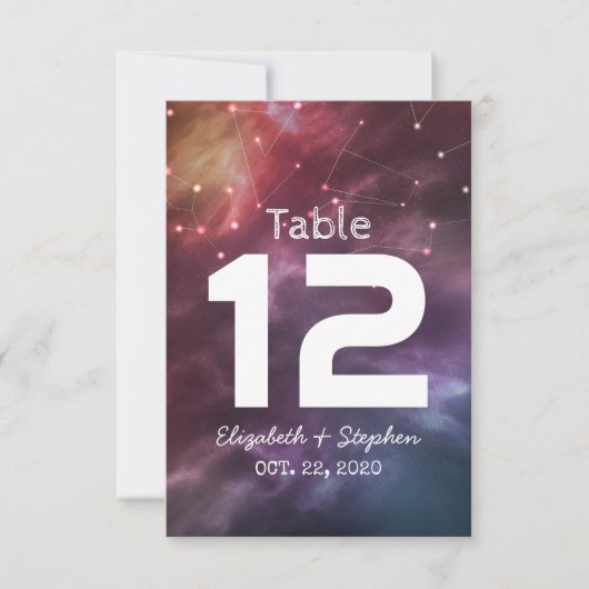 Numéro de table de mariage Galaxie Constellations (Devant)