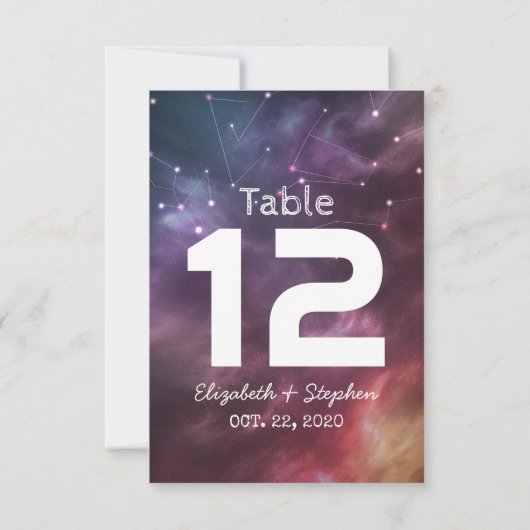 Numéro de table de mariage Galaxie Constellations (Dos)