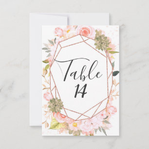 Numéro de table de mariage géométrique en or rose