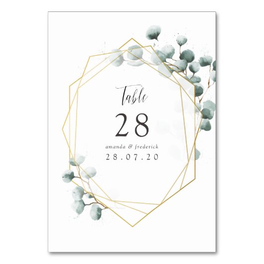 Numéro de table de mariage géométrique Eucalyptus (Par défaut)