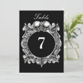 Numéro de table de mariage gothique crânes noir et (Debout devant)