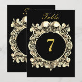 Numéro de table de mariage gothique crânes noir et (Devant / Derrière)