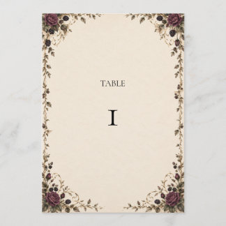 Numéro de table de mariage gothique d'une nuit de 