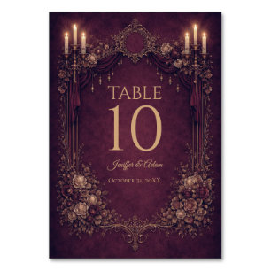 Numéro de table de mariage gothique élégant Hallow