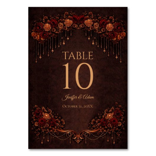 Numéro de table de mariage gothique floral élégant (Par défaut)