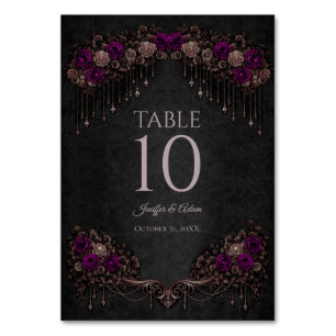 Numéro de table de mariage gothique floral élégant