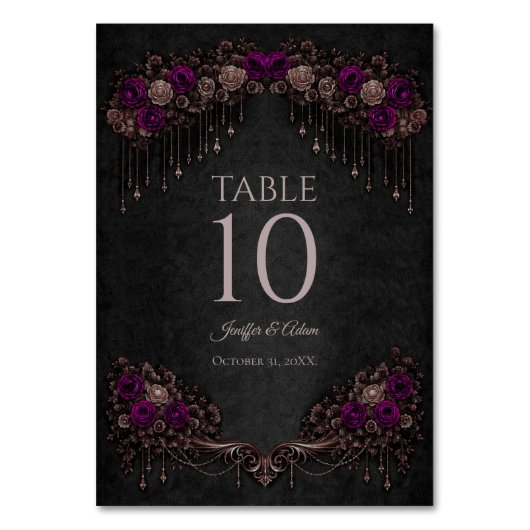 Numéro de table de mariage gothique floral élégant (Par défaut)