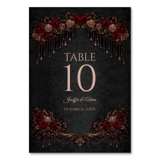 Numéro de table de mariage gothique floral élégant (Par défaut)