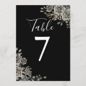 Numéro de table de mariage gothique noir et blanc (Devant)