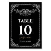 Numéro de table de mariage gothique noir et blanc (Dos)
