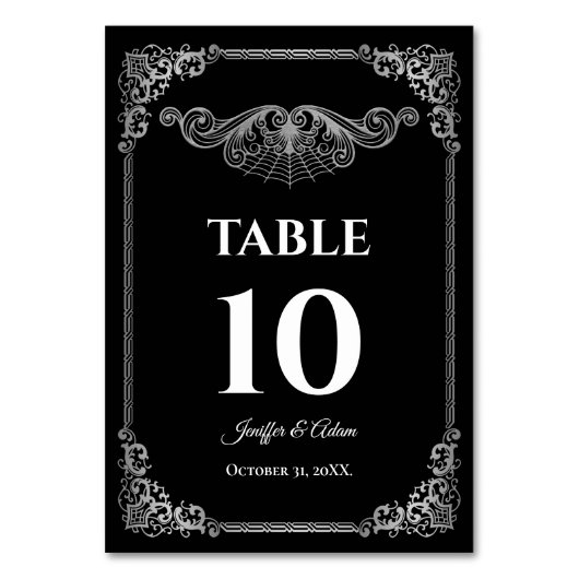 Numéro de table de mariage gothique noir et blanc (Par défaut)