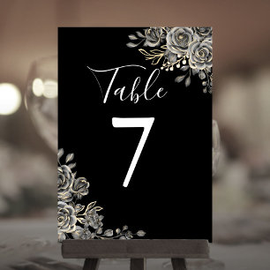 Numéro de table de mariage gothique noir et blanc