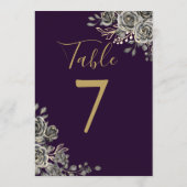 Numéro de table de mariage gothique violet et or (Dos)