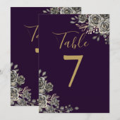 Numéro de table de mariage gothique violet et or (Devant / Derrière)