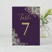 Numéro de table de mariage gothique violet et or (Debout devant)