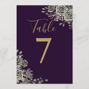 Numéro de table de mariage gothique violet et or