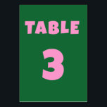 Numéro de table de mariage gras vert rétro rose<br><div class="desc">Numéro de table de mariage gras vert rétro rose</div>