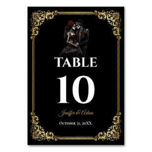 Numéro de table de mariage Halloween gothique fonc