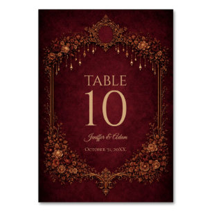 Numéro de table de mariage Halloween gothique roug