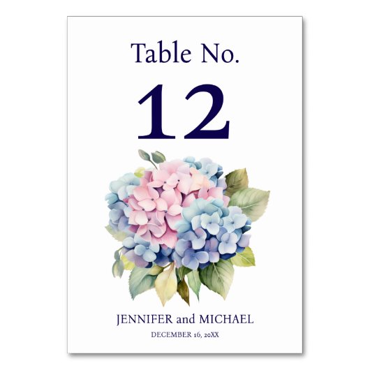 Numéro de table de mariage Hydrangea (Par défaut)
