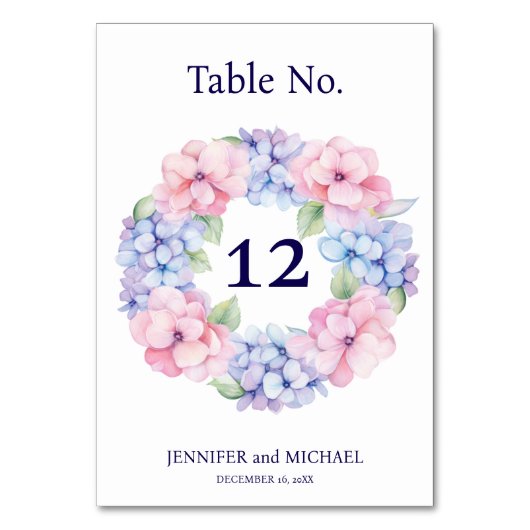 Numéro de table de mariage Hydrangea (Dos)