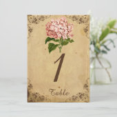 Numéro de table de mariage Hydrangea vintage (Debout devant)
