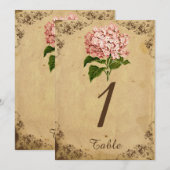 Numéro de table de mariage Hydrangea vintage (Devant / Derrière)