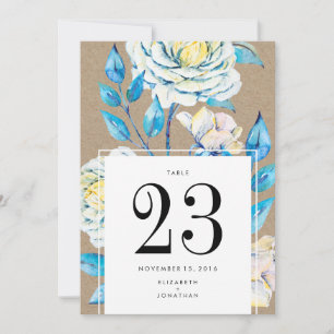 Numéro de table de mariage kraft vintage rose blan