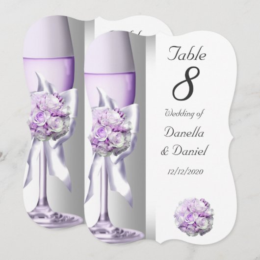 Numéro de table de mariage lavande violet lilac cr (Devant / Derrière)