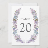 Numéro de table de mariage lilas élégant (Dos)