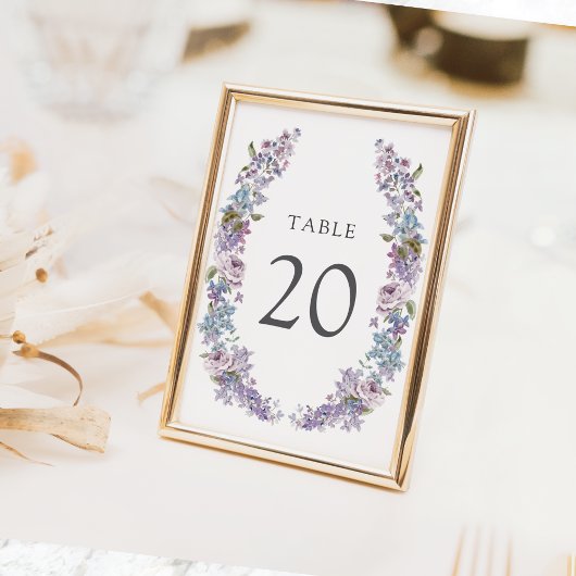 Numéro de table de mariage lilas élégant
