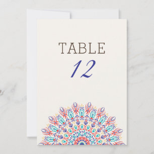 Numéro de table de mariage Mandala d'herbe de Pamp