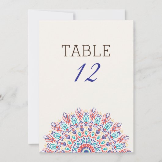 Numéro de table de mariage Mandala d'herbe de Pamp (Devant)