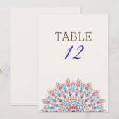 Numéro de table de mariage Mandala d'herbe de Pamp (Devant / Derrière)