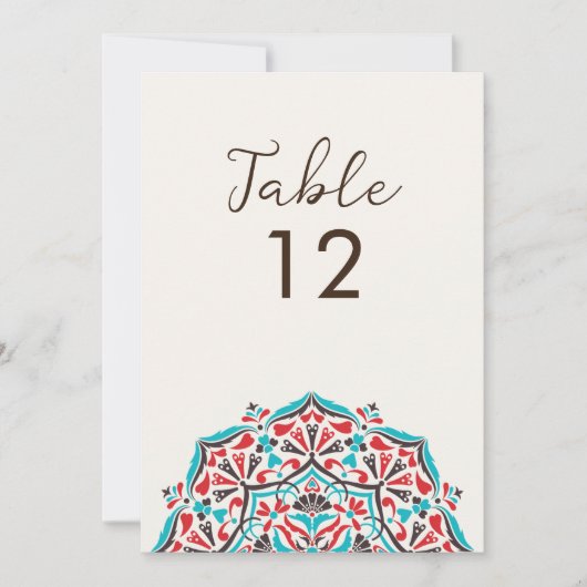 Numéro de table de mariage mandala Floral Delight (Devant)