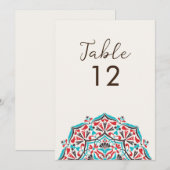 Numéro de table de mariage mandala Floral Delight (Devant / Derrière)