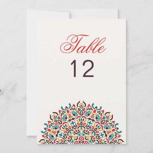 Numéro de Table de Mariage Mandala Géométrique en (Devant)