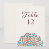 Numéro de table de mariage Mandala Turquoise Agate (Devant / Derrière)