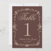 Numéro de table de mariage marron chocolat beige f (Dos)