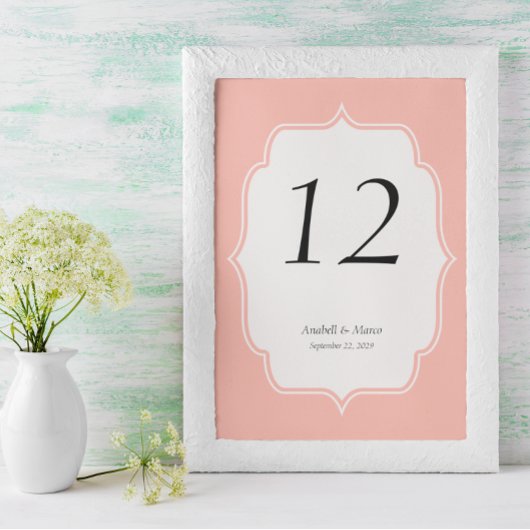 Numéro de table de mariage Melon Peach
