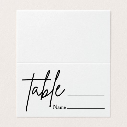 Numéro de table de Mariage minimal Carte de place (Outside Unfolded)