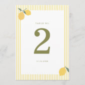 Numéro de table de mariage minimal citron de la cô (Devant)