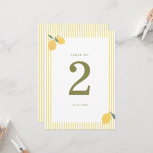 Numéro de table de mariage minimal Lemon Amalfi Co