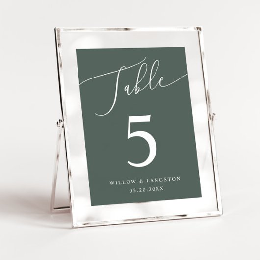 Numéro de table de Mariage minimal vert